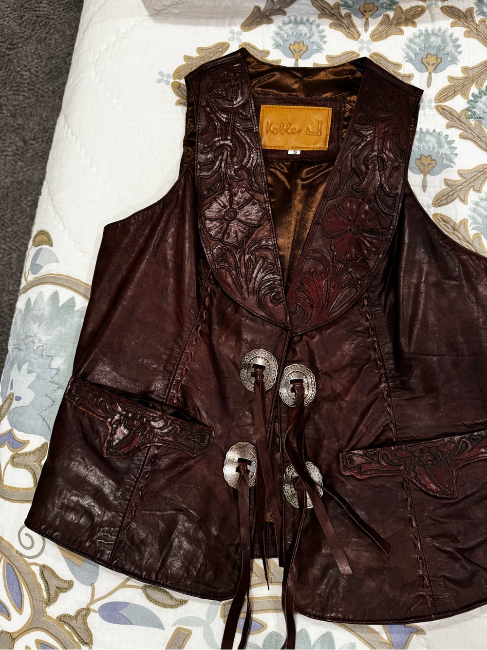 Brown Leather Kobler Western Vest